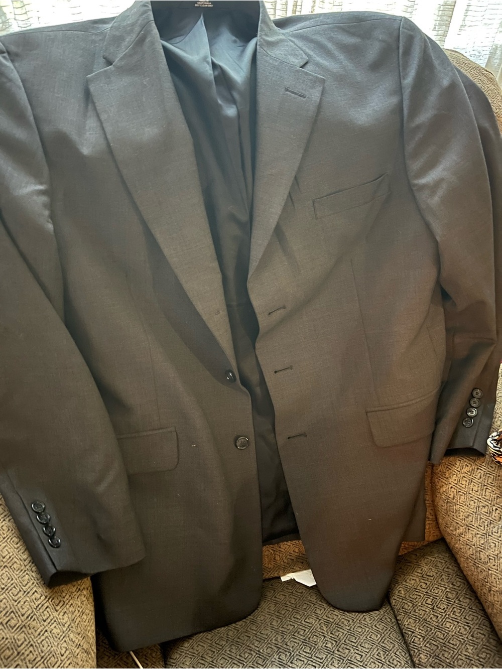 Classic Men's Charcoal Dark Gray Two-Button Blazer